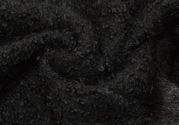 【SALE】トリココムデギャルソンtricot COMME des GARCONSループツイードファートリミングノーカラーピン留めジャケット 黒M K-64189_011