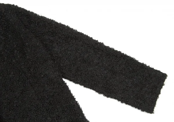 【SALE】トリココムデギャルソンtricot COMME des GARCONSループツイードファートリミングノーカラーピン留めジャケット 黒M K-64189_006