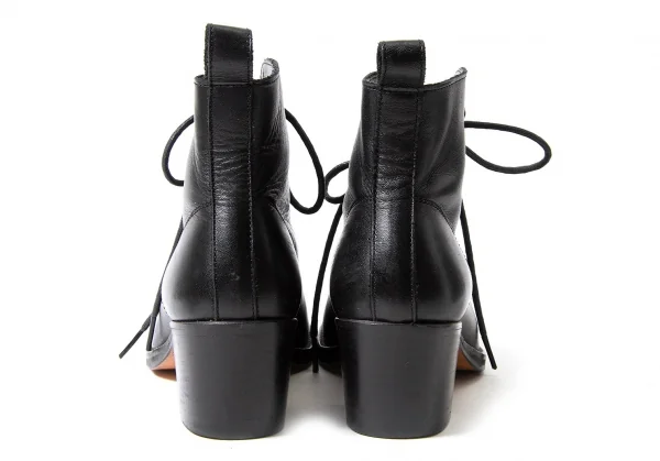 【SALE】ワイズY's レザーチャンキーヒールアンクルブーツ 黒2（22.5位） K-64194_011