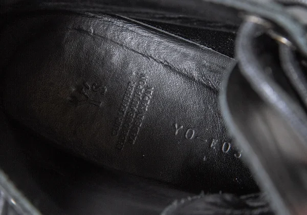 【SALE】ワイズY's レザーチャンキーヒールアンクルブーツ 黒2（22.5位） K-64194_015