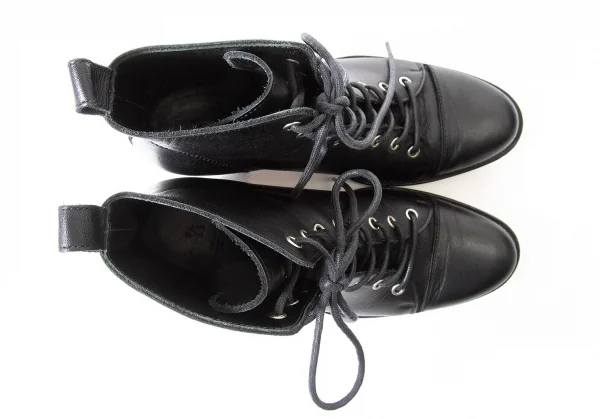 【SALE】ワイズY's レザーチャンキーヒールアンクルブーツ 黒2（22.5位） K-64194_004