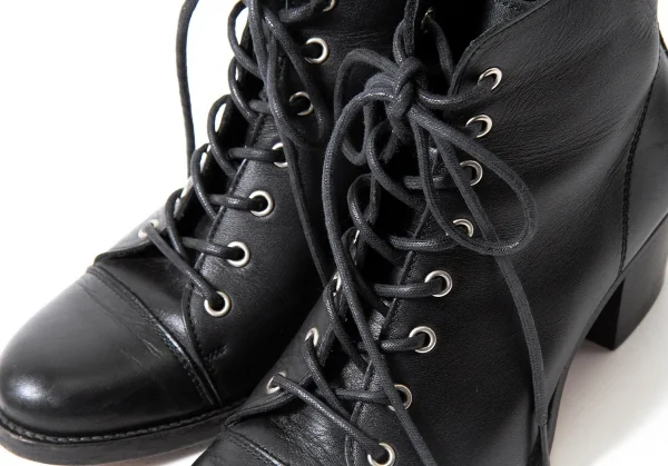 【SALE】ワイズY's レザーチャンキーヒールアンクルブーツ 黒2（22.5位） K-64194_006