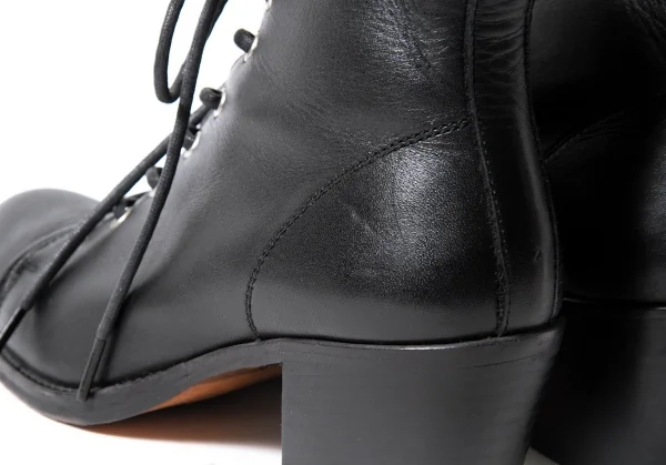 【SALE】ワイズY's レザーチャンキーヒールアンクルブーツ 黒2（22.5位） K-64194_009