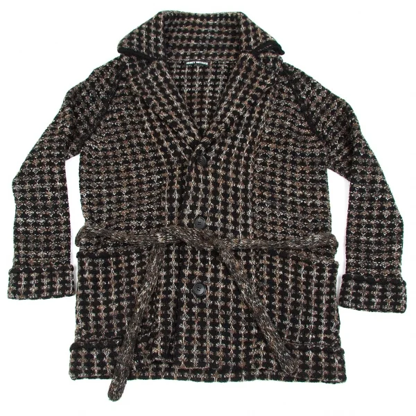 ISSEY MIYAKE MEN Wool Nylon Knit Coat Brown 2 (K-64213)