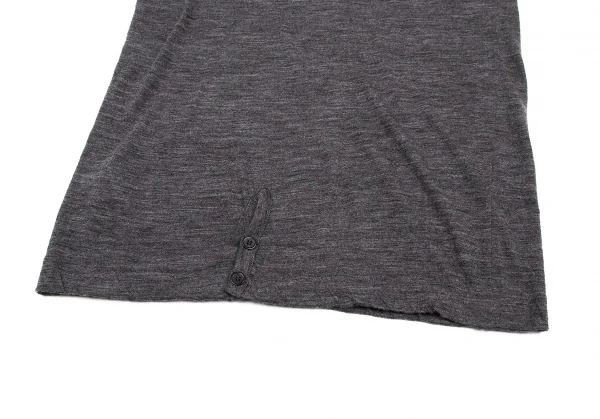 【SALE】ワイズ ピンクY’s PINK ラグラン袖アシンメトリーデザイン切替ウールニットソー 杢グレー茶2 K-64234_012