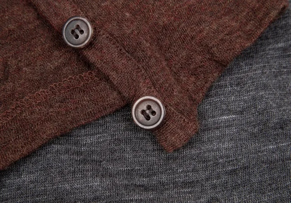 【SALE】ワイズ ピンクY’s PINK ラグラン袖アシンメトリーデザイン切替ウールニットソー 杢グレー茶2 K-64234_008