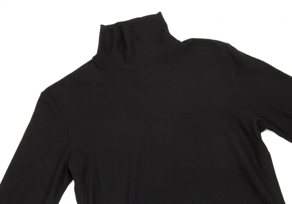 【SALE】ヨウジヤマモト ノアール Yohji Yamamoto NOIR フェイクファーカフタートルネックウールカットソー 黒3 K-64311_003