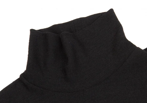 【SALE】ヨウジヤマモト ノアール Yohji Yamamoto NOIR フェイクファーカフタートルネックウールカットソー 黒3 K-64311_004