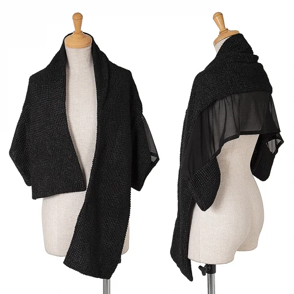 ヨウジヤマモト ノアール Yohji Yamamoto NOIR ナイロンポリメッシュ切替アシンメトリーケープ
