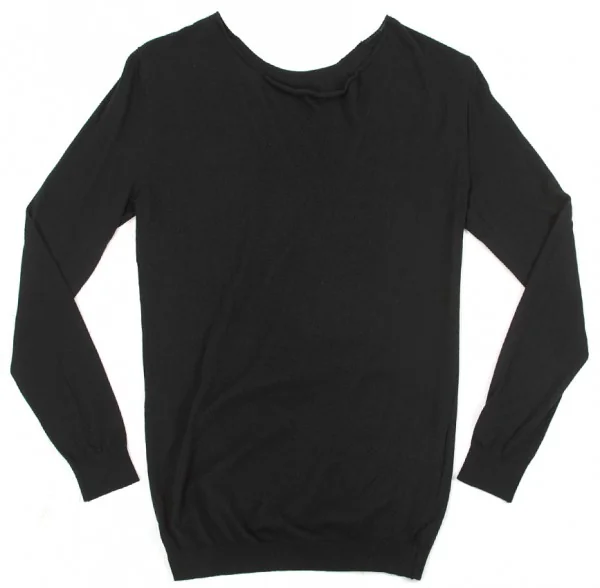 HELMUT LANG cotton rayon silk long sleeve tops Black XS K-4607_001