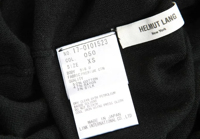 HELMUT LANG cotton rayon silk long sleeve tops K-4607_008