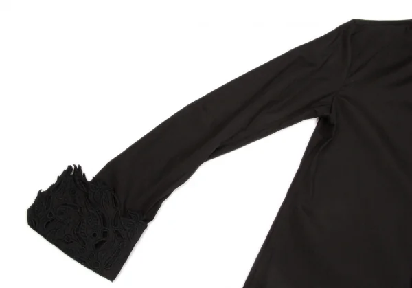 新品!【SALE】新品！ヨウジヤマモト ファムYohji Yamamoto FEMME コットンエンブロイダリーレースカフスブラウス 黒紺2 K-64464_006