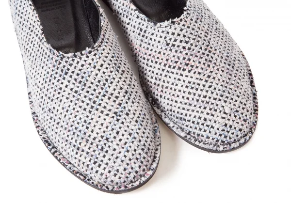 【SALE】ヨウジヤマモト ファムYohji Yamamoto FEMME シルクツイードフラットシューズ グレーミックスL（24位） K-64474_005
