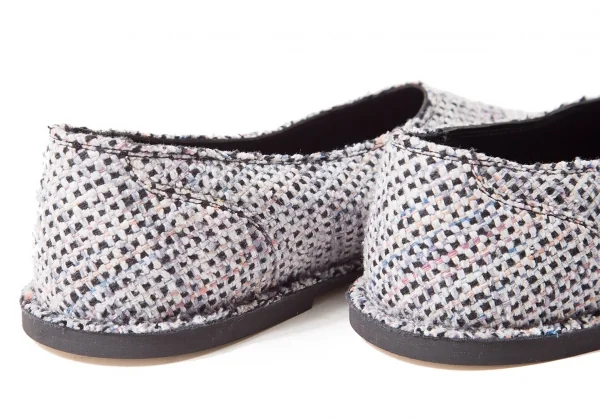【SALE】ヨウジヤマモト ファムYohji Yamamoto FEMME シルクツイードフラットシューズ グレーミックスL（24位） K-64474_007