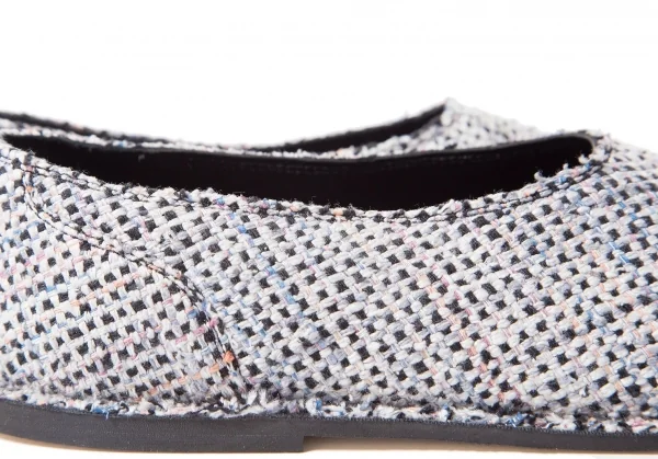【SALE】ヨウジヤマモト ファムYohji Yamamoto FEMME シルクツイードフラットシューズ グレーミックスL（24位） K-64474_008