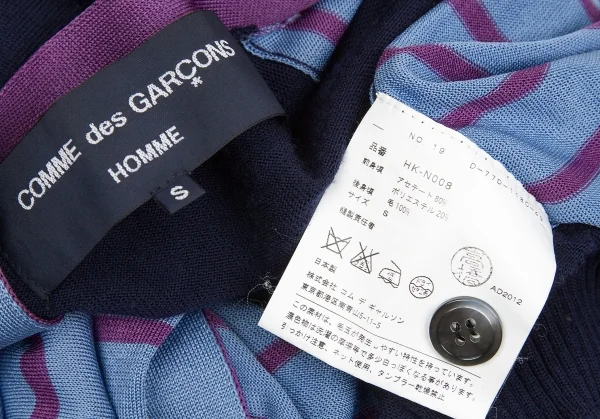 【SALE】コムデギャルソン オムCOMME des GARCONS HOMME フロントボーダー切替カーディガン ブルー紺S K-64481_011