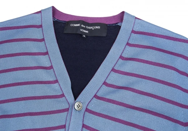 【SALE】コムデギャルソン オムCOMME des GARCONS HOMME フロントボーダー切替カーディガン ブルー紺S K-64481_002