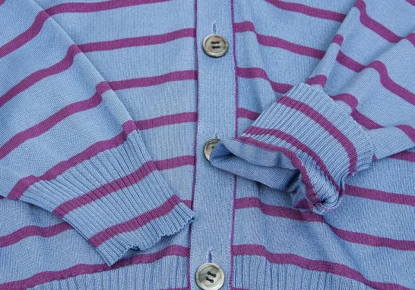 【SALE】コムデギャルソン オムCOMME des GARCONS HOMME フロントボーダー切替カーディガン ブルー紺S K-64481_005