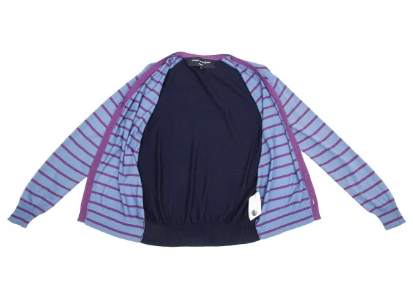 【SALE】コムデギャルソン オムCOMME des GARCONS HOMME フロントボーダー切替カーディガン ブルー紺S K-64481_007