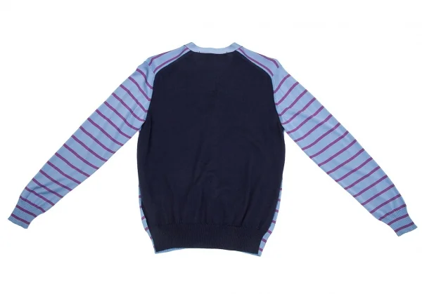 【SALE】コムデギャルソン オムCOMME des GARCONS HOMME フロントボーダー切替カーディガン ブルー紺S K-64481_008