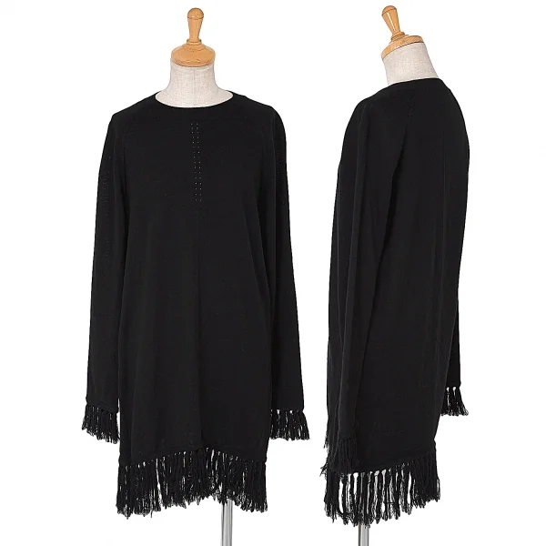 【SALE】ジュンヤワタナベ コムデギャルソンJUNYA WATANABE COMME des GARCONSウールフリンジ切替ニット 黒M K-64651_001