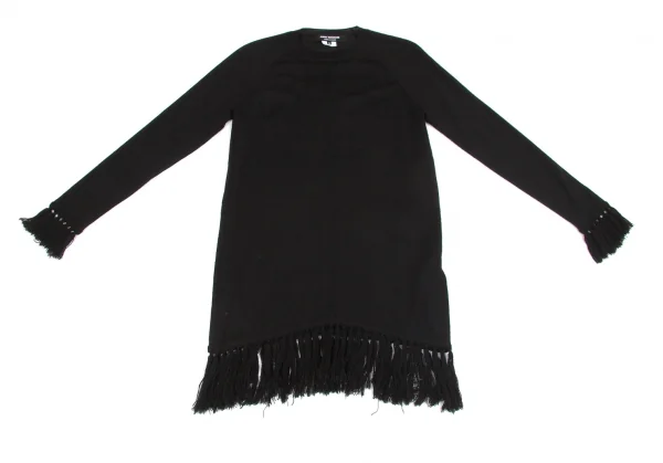 【SALE】ジュンヤワタナベ コムデギャルソンJUNYA WATANABE COMME des GARCONSウールフリンジ切替ニット 黒M K-64651_002