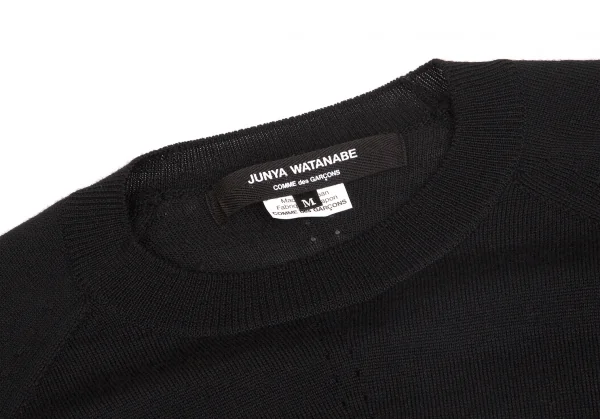 【SALE】ジュンヤワタナベ コムデギャルソンJUNYA WATANABE COMME des GARCONSウールフリンジ切替ニット 黒M K-64651_004