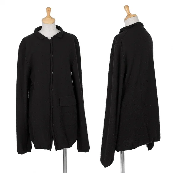 Y's Cashmere Cutting Design Collar Cardigan Black 2 K-64660_001