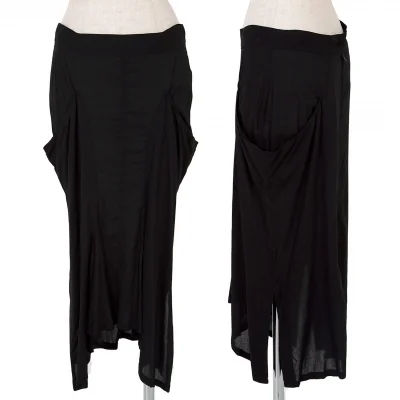 ヨウジヤマモト ファムYohji Yamamoto FEMME レーヨンシースルードレープデザインスカート 黒