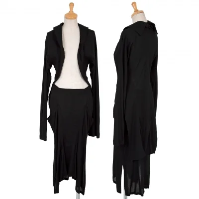 ヨウジヤマモト ファムYohji Yamamoto FEMME レーヨンシースルーロングボレロセットアップ 黒