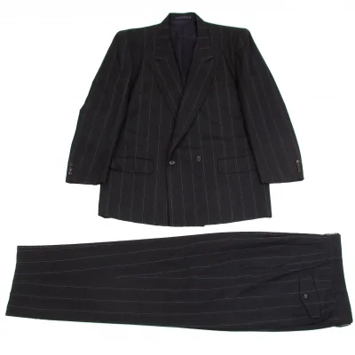 コムデギャルソン オムCOMME des GARCONS HOMME ウールピンストライプダブルセットアップスーツ 紺
