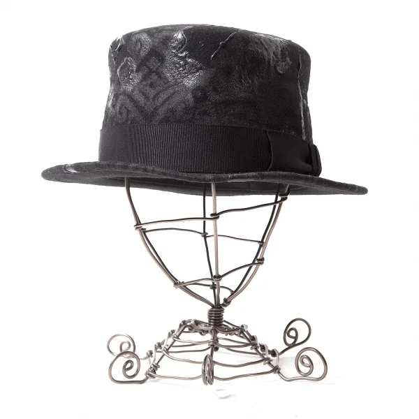 【SALE】カシラCA4LA ラバープリントトップハット 黒 K-64760_002