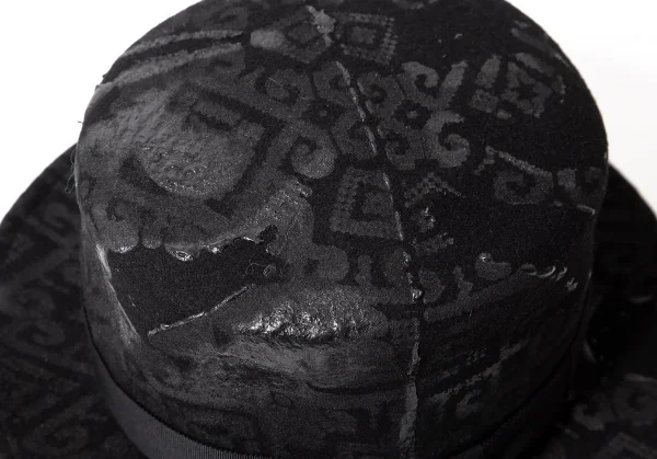 【SALE】カシラCA4LA ラバープリントトップハット 黒 K-64760_006