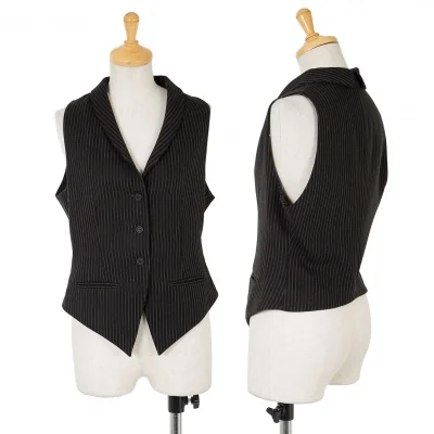 ジジリgigli ストライプバックノッチショールカラーベスト 黒
