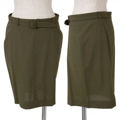 ロメオジリROMEO GIGLI ナイロンキュプラ台形スカート カーキ