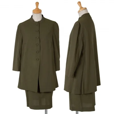 ロメオジリROMEO GIGLI ナイロンキュプラスタンドカラージャケットセットアップスーツ カーキ