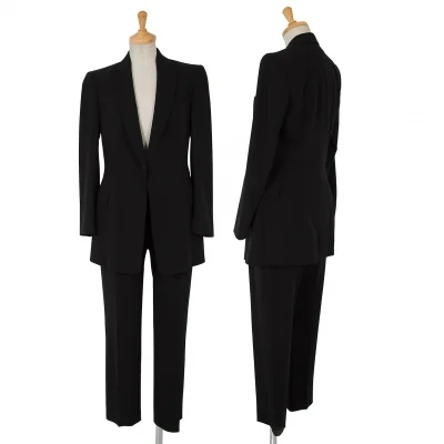 ダナキャラン DONNA KARAN NEW YORK フィッシュマウスラペル1Bセットアップスーツ 黒