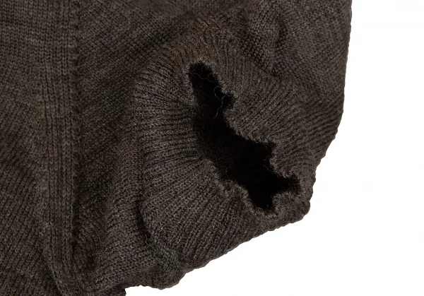 【SALE】ジュンヤワタナベ コムデギャルソンJUNYA WATANABE COMME des GARCONS ネックパール装飾レイヤード半袖ニット 杢モカM位 K-65031_008