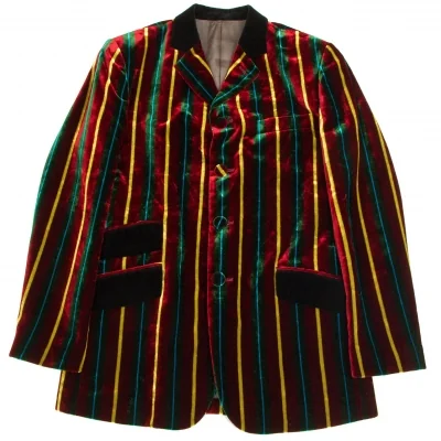 ジャンポールゴルチエ オムJean Paul GAULTIER HOMME ベロアストライプジャケット エンジマルチ