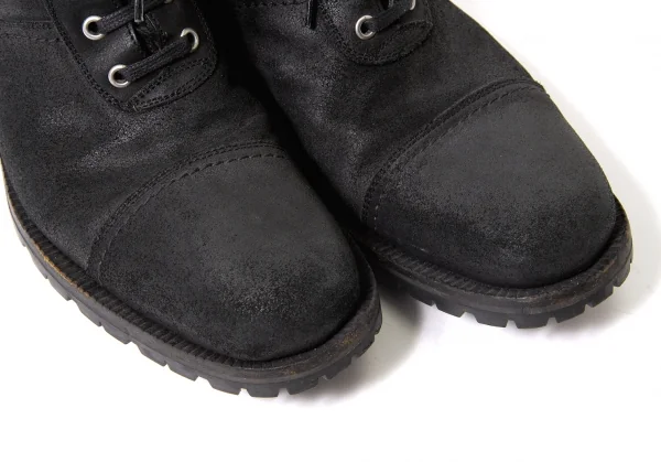 ドルチェ&ガッバーナDOLCE&GABBANA オイルドレザーコンバットブーツ 黒6(26.5位) K-65248_013