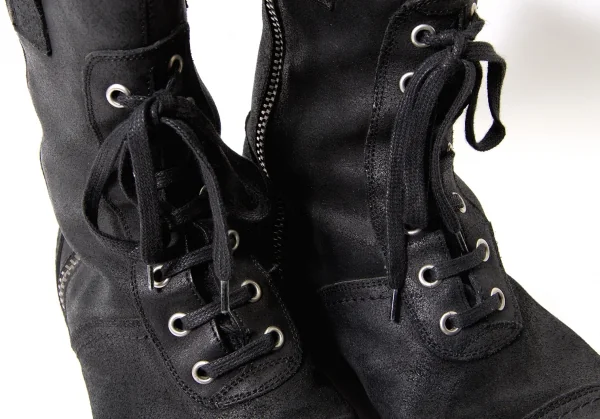 ドルチェ&ガッバーナDOLCE&GABBANA オイルドレザーコンバットブーツ 黒6(26.5位) K-65248_014