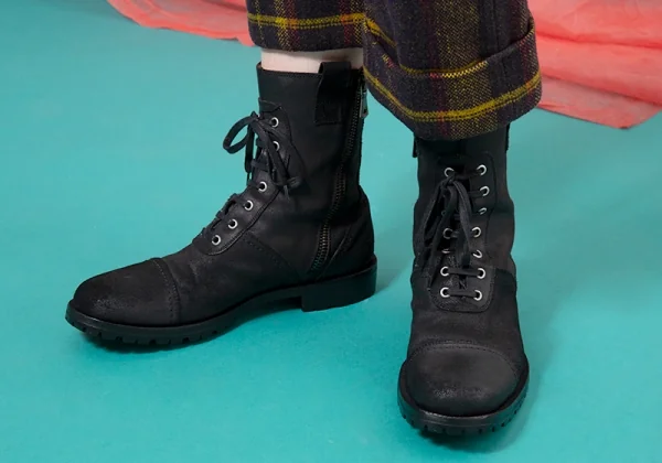 ドルチェ&ガッバーナDOLCE&GABBANA オイルドレザーコンバットブーツ 黒6(26.5位) K-65248_018