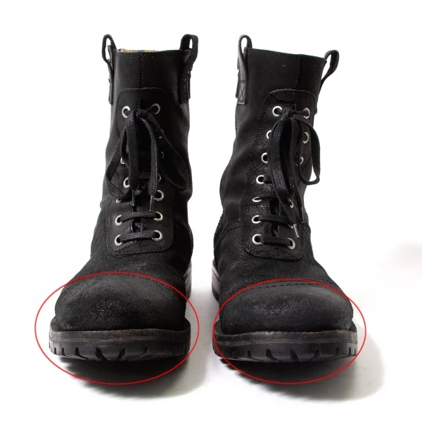 ドルチェ&ガッバーナDOLCE&GABBANA オイルドレザーコンバットブーツ 黒6(26.5位) K-65248_003