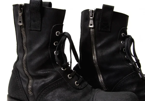 ドルチェ&ガッバーナDOLCE&GABBANA オイルドレザーコンバットブーツ 黒6(26.5位) K-65248_007