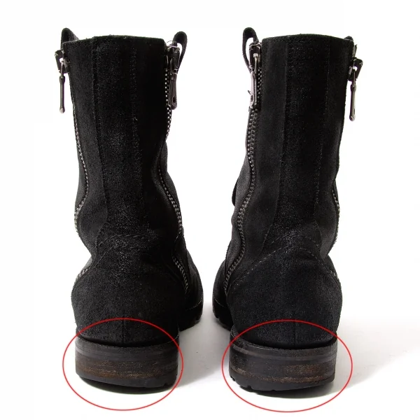 ドルチェ&ガッバーナDOLCE&GABBANA オイルドレザーコンバットブーツ 黒6(26.5位) K-65248_008