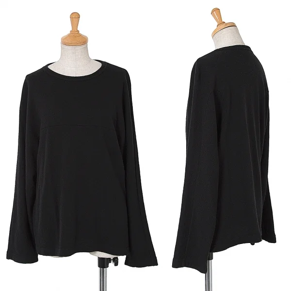 【SALE】コムコム コムデギャルソンCOMME des GARCONS製品染めウールナイロンドルマンカットソー 黒M K-65279_001