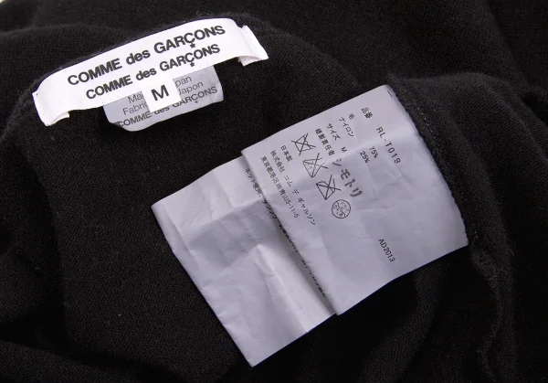【SALE】コムコム コムデギャルソンCOMME des GARCONS製品染めウールナイロンドルマンカットソー 黒M K-65279_012