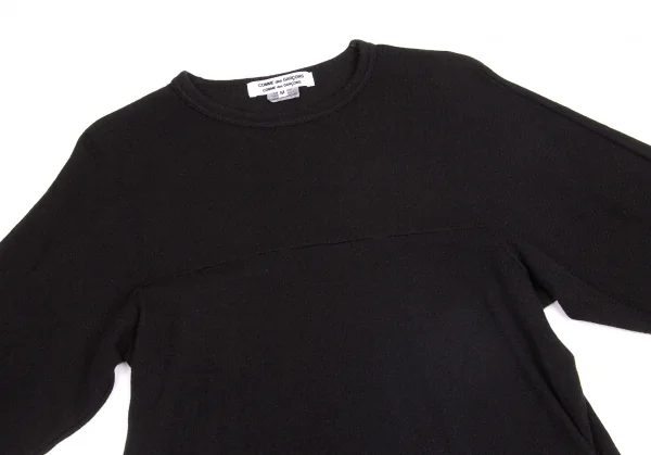 【SALE】コムコム コムデギャルソンCOMME des GARCONS製品染めウールナイロンドルマンカットソー 黒M K-65279_003