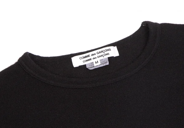 【SALE】コムコム コムデギャルソンCOMME des GARCONS製品染めウールナイロンドルマンカットソー 黒M K-65279_004