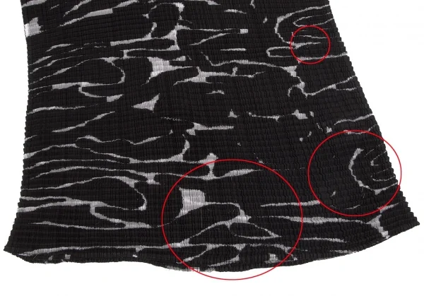 【SALE】イッセイミヤケISSEY MIYAKE モノクロプリントボックスプリーツハイネックTシャツ 黒白L K-65321_006